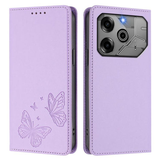 Strong Magnetic Dual Butterfly RFID Vegan Leather Phone Case, For Tecno Pova 6 / Pova 6 Pro, For Tecno Camon 30 Pro, For Tecno Camon 30 4G / Camon 30 5G, For Tecno Spark 20 Pro+, For Tecno Spark 20 / Spark 20C / Spark Go 2024, For Tecno Pova 5 Pro     ...