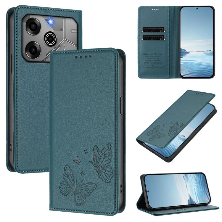 Strong Magnetic Dual Butterfly RFID Vegan Leather Phone Case, For Tecno Pova 6 / Pova 6 Pro, For Tecno Camon 30 Pro, For Tecno Camon 30 4G / Camon 30 5G, For Tecno Spark 20 Pro+, For Tecno Spark 20 / Spark 20C / Spark Go 2024, For Tecno Pova 5 Pro     ...