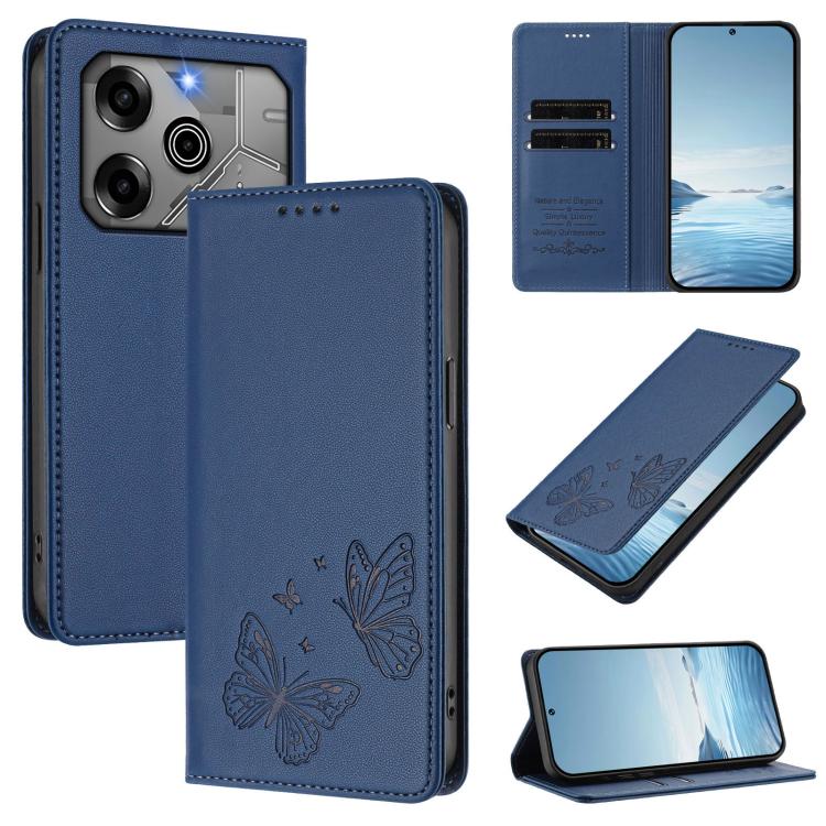 Strong Magnetic Dual Butterfly RFID Vegan Leather Phone Case, For Tecno Pova 6 / Pova 6 Pro, For Tecno Camon 30 Pro, For Tecno Camon 30 4G / Camon 30 5G, For Tecno Spark 20 Pro+, For Tecno Spark 20 / Spark 20C / Spark Go 2024, For Tecno Pova 5 Pro     ...