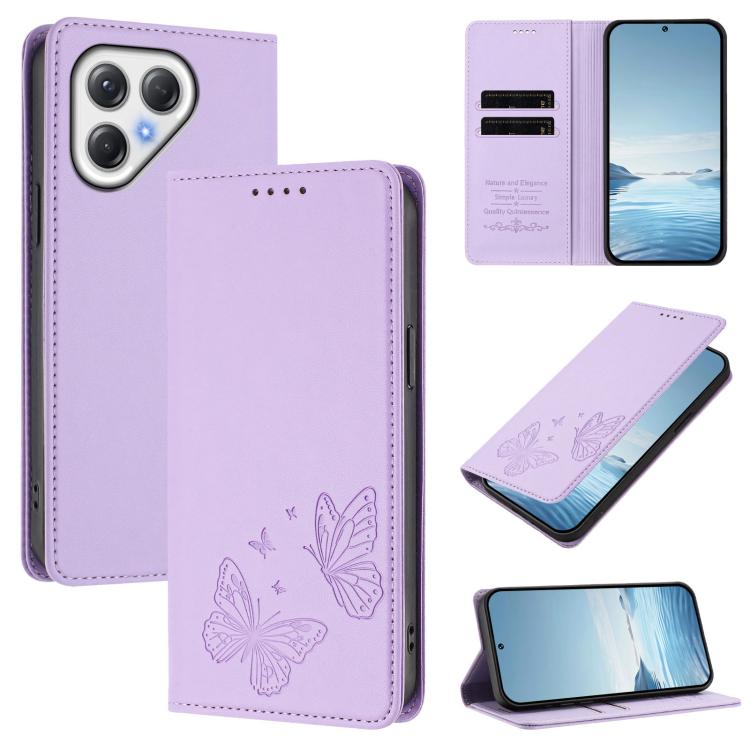 Strong Magnetic Dual Butterfly RFID Vegan Leather Phone Case, For Tecno Camon 50 Pro 4G, For Tecno Camon 50 4G, For Tecno Spark Go 3, For Tecno Spark Go 5G 2025 / Spark 40 5G, For Tecno Pova Slim / Tecno Spark Slim, For Tecno Spark 40C                 ...