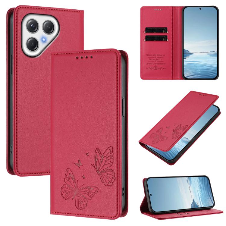 Strong Magnetic Dual Butterfly RFID Vegan Leather Phone Case, For Tecno Camon 50 Pro 4G, For Tecno Camon 50 4G, For Tecno Spark Go 3, For Tecno Spark Go 5G 2025 / Spark 40 5G, For Tecno Pova Slim / Tecno Spark Slim, For Tecno Spark 40C                 ...