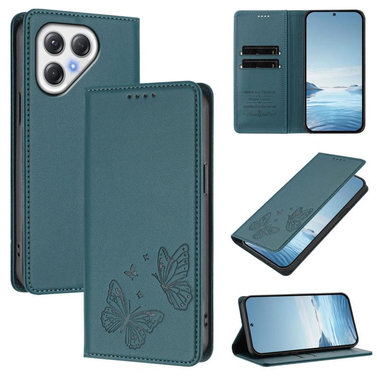 Strong Magnetic Dual Butterfly RFID Vegan Leather Phone Case, For Tecno Camon 50 Pro 4G, For Tecno Camon 50 4G, For Tecno Spark Go 3, For Tecno Spark Go 5G 2025 / Spark 40 5G, For Tecno Pova Slim / Tecno Spark Slim, For Tecno Spark 40C                 ...