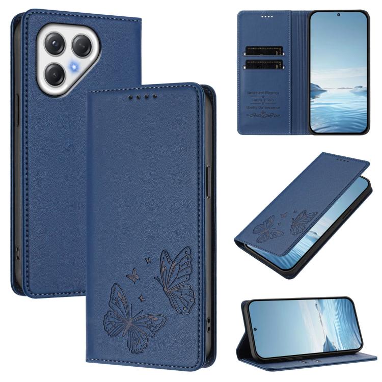 Strong Magnetic Dual Butterfly RFID Vegan Leather Phone Case, For Tecno Camon 50 Pro 4G, For Tecno Camon 50 4G, For Tecno Spark Go 3, For Tecno Spark Go 5G 2025 / Spark 40 5G, For Tecno Pova Slim / Tecno Spark Slim, For Tecno Spark 40C                 ...