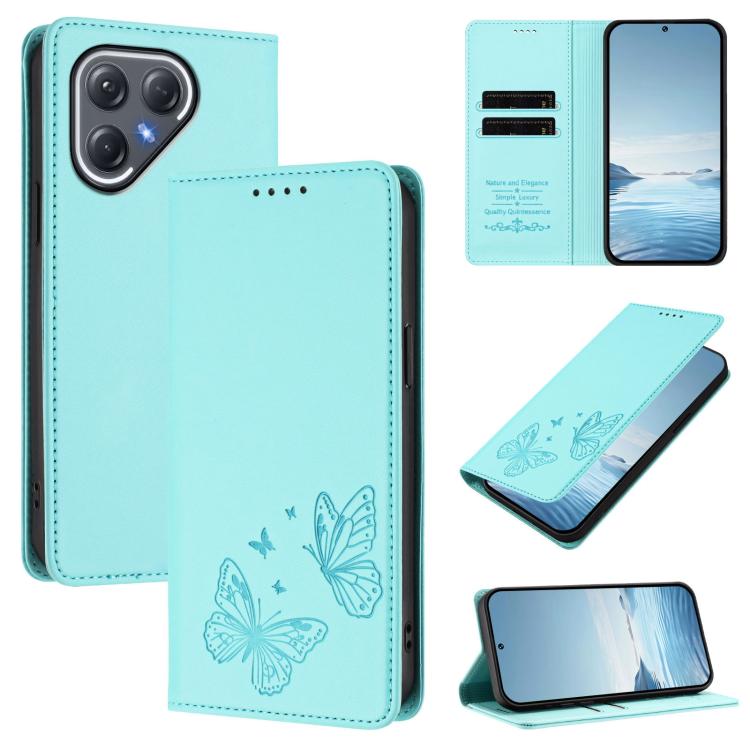 Strong Magnetic Dual Butterfly RFID Vegan Leather Phone Case, For Tecno Camon 50 Pro 4G, For Tecno Camon 50 4G, For Tecno Spark Go 3, For Tecno Spark Go 5G 2025 / Spark 40 5G, For Tecno Pova Slim / Tecno Spark Slim, For Tecno Spark 40C                 ...