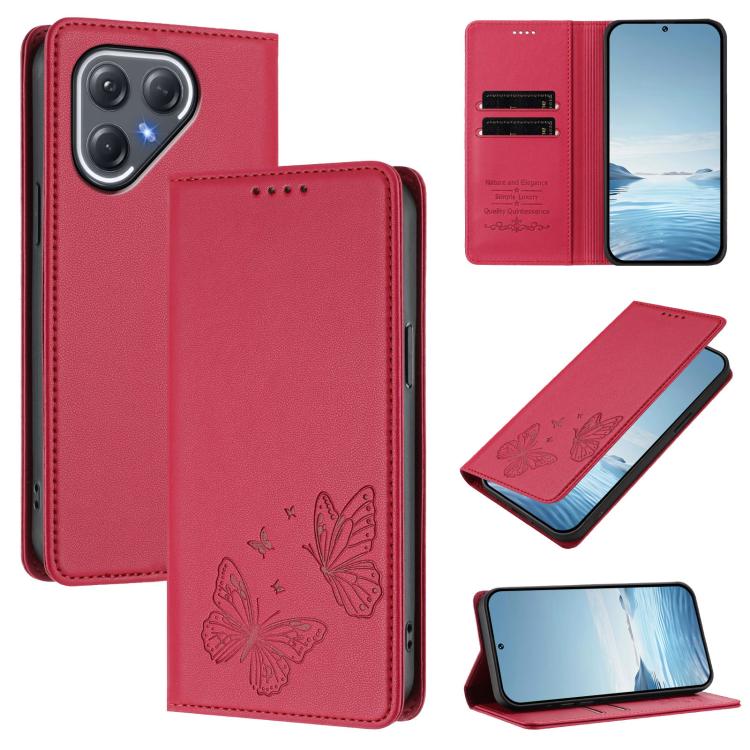 Strong Magnetic Dual Butterfly RFID Vegan Leather Phone Case, For Tecno Camon 50 Pro 4G, For Tecno Camon 50 4G, For Tecno Spark Go 3, For Tecno Spark Go 5G 2025 / Spark 40 5G, For Tecno Pova Slim / Tecno Spark Slim, For Tecno Spark 40C                 ...
