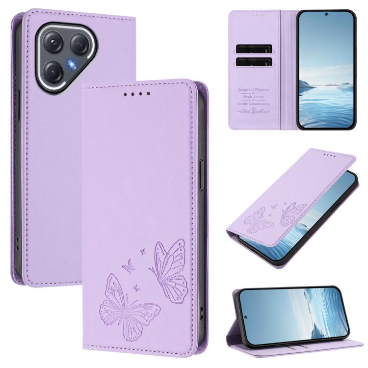 Strong Magnetic Dual Butterfly RFID Vegan Leather Phone Case, For Tecno Spark 40 Pro 4G, For Tecno Spark 40 4G, For Tecno Pova 7 Ultra 5G, For Tecno Pop 9 4G / Spark Go 1 / Spark Go 1S, For Tecno Camon 40 Pro 4G, For Tecno Camon 40 Premier             ...