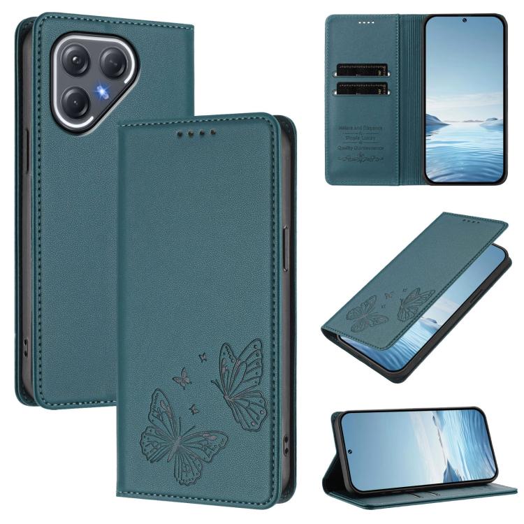 Strong Magnetic Dual Butterfly RFID Vegan Leather Phone Case, For Tecno Spark 40 Pro 4G, For Tecno Spark 40 4G, For Tecno Pova 7 Ultra 5G, For Tecno Pop 9 4G / Spark Go 1 / Spark Go 1S, For Tecno Camon 40 Pro 4G, For Tecno Camon 40 Premier             ...