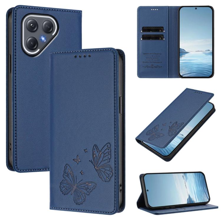 Strong Magnetic Dual Butterfly RFID Vegan Leather Phone Case, For Tecno Spark 40 Pro 4G, For Tecno Spark 40 4G, For Tecno Pova 7 Ultra 5G, For Tecno Pop 9 4G / Spark Go 1 / Spark Go 1S, For Tecno Camon 40 Pro 4G, For Tecno Camon 40 Premier             ...