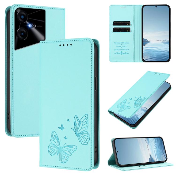 Strong Magnetic Dual Butterfly RFID Vegan Leather Phone Case, For Tecno Pova 6 / Pova 6 Pro, For Tecno Camon 30 Pro, For Tecno Camon 30 4G / Camon 30 5G, For Tecno Spark 20 Pro+, For Tecno Spark 20 / Spark 20C / Spark Go 2024, For Tecno Pova 5 Pro     ...