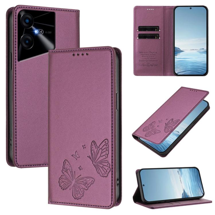 Strong Magnetic Dual Butterfly RFID Vegan Leather Phone Case, For Tecno Pova 6 / Pova 6 Pro, For Tecno Camon 30 Pro, For Tecno Camon 30 4G / Camon 30 5G, For Tecno Spark 20 Pro+, For Tecno Spark 20 / Spark 20C / Spark Go 2024, For Tecno Pova 5 Pro     ...