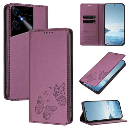 Strong Magnetic Dual Butterfly RFID Vegan Leather Phone Case, For Tecno Pova 6 / Pova 6 Pro, For Tecno Camon 30 Pro, For Tecno Camon 30 4G / Camon 30 5G, For Tecno Spark 20 Pro+, For Tecno Spark 20 / Spark 20C / Spark Go 2024, For Tecno Pova 5 Pro     ...