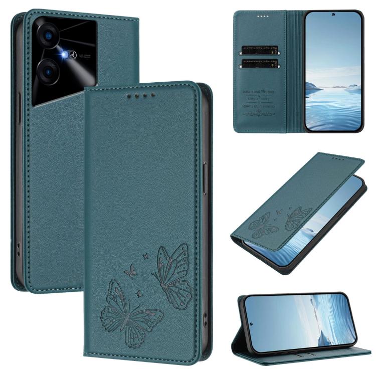 Strong Magnetic Dual Butterfly RFID Vegan Leather Phone Case, For Tecno Pova 6 / Pova 6 Pro, For Tecno Camon 30 Pro, For Tecno Camon 30 4G / Camon 30 5G, For Tecno Spark 20 Pro+, For Tecno Spark 20 / Spark 20C / Spark Go 2024, For Tecno Pova 5 Pro     ...