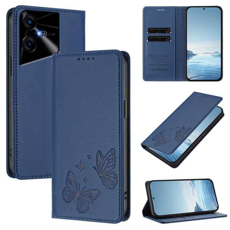 Strong Magnetic Dual Butterfly RFID Vegan Leather Phone Case, For Tecno Pova 6 / Pova 6 Pro, For Tecno Camon 30 Pro, For Tecno Camon 30 4G / Camon 30 5G, For Tecno Spark 20 Pro+, For Tecno Spark 20 / Spark 20C / Spark Go 2024, For Tecno Pova 5 Pro     ...
