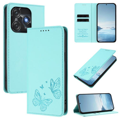 Strong Magnetic Dual Butterfly RFID Vegan Leather Phone Case, For Tecno Camon 20 Pro 5G, For Tecno Camon 20 / Camon 20 Pro 4G, For Tecno Spark 10 5G, For Tecno Spark 10 4G / Spark 10C, For Tecno Spark 10 Pro