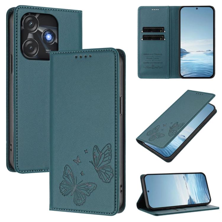 Strong Magnetic Dual Butterfly RFID Vegan Leather Phone Case, For Tecno Camon 20 Pro 5G, For Tecno Camon 20 / Camon 20 Pro 4G, For Tecno Spark 10 5G, For Tecno Spark 10 4G / Spark 10C, For Tecno Spark 10 Pro