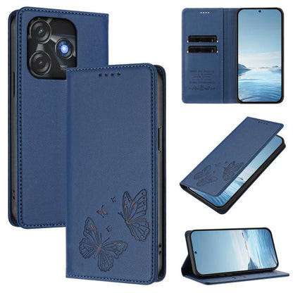Strong Magnetic Dual Butterfly RFID Vegan Leather Phone Case, For Tecno Camon 20 Pro 5G, For Tecno Camon 20 / Camon 20 Pro 4G, For Tecno Spark 10 5G, For Tecno Spark 10 4G / Spark 10C, For Tecno Spark 10 Pro