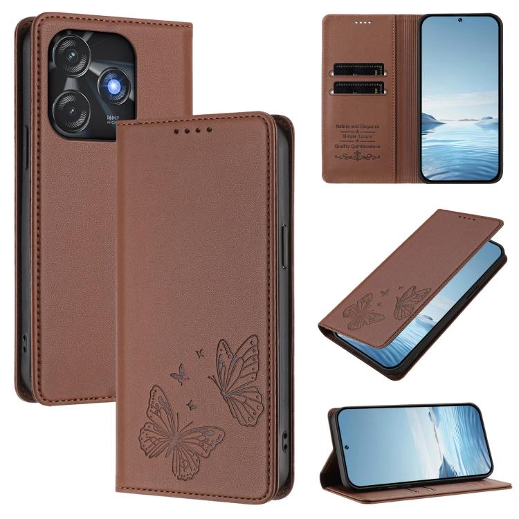Strong Magnetic Dual Butterfly RFID Vegan Leather Phone Case, For Tecno Camon 20 Pro 5G, For Tecno Camon 20 / Camon 20 Pro 4G, For Tecno Spark 10 5G, For Tecno Spark 10 4G / Spark 10C, For Tecno Spark 10 Pro