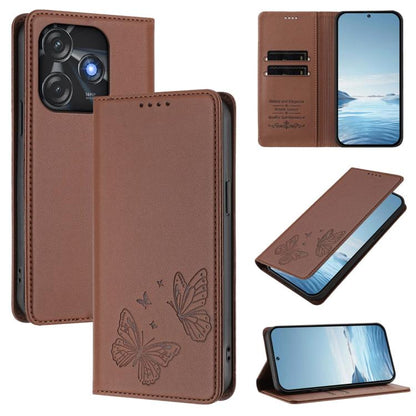 Strong Magnetic Dual Butterfly RFID Vegan Leather Phone Case, For Tecno Camon 20 Pro 5G, For Tecno Camon 20 / Camon 20 Pro 4G, For Tecno Spark 10 5G, For Tecno Spark 10 4G / Spark 10C, For Tecno Spark 10 Pro