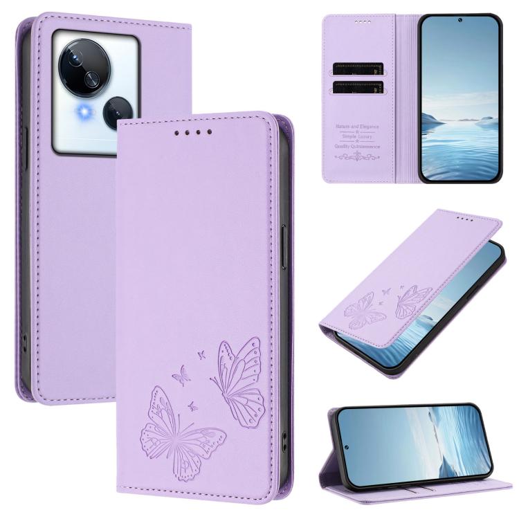 Strong Magnetic Dual Butterfly RFID Vegan Leather Phone Case, For Tecno Camon 20 Pro 5G, For Tecno Camon 20 / Camon 20 Pro 4G, For Tecno Spark 10 5G, For Tecno Spark 10 4G / Spark 10C, For Tecno Spark 10 Pro