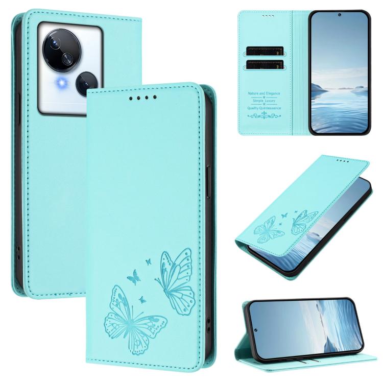Strong Magnetic Dual Butterfly RFID Vegan Leather Phone Case, For Tecno Camon 20 Pro 5G, For Tecno Camon 20 / Camon 20 Pro 4G, For Tecno Spark 10 5G, For Tecno Spark 10 4G / Spark 10C, For Tecno Spark 10 Pro