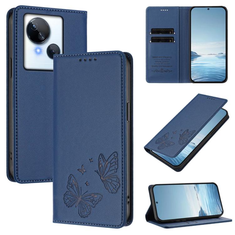 Strong Magnetic Dual Butterfly RFID Vegan Leather Phone Case, For Tecno Camon 20 Pro 5G, For Tecno Camon 20 / Camon 20 Pro 4G, For Tecno Spark 10 5G, For Tecno Spark 10 4G / Spark 10C, For Tecno Spark 10 Pro