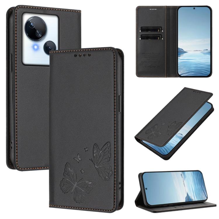 Strong Magnetic Dual Butterfly RFID Vegan Leather Phone Case, For Tecno Camon 20 Pro 5G, For Tecno Camon 20 / Camon 20 Pro 4G, For Tecno Spark 10 5G, For Tecno Spark 10 4G / Spark 10C, For Tecno Spark 10 Pro