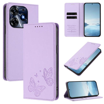 Strong Magnetic Dual Butterfly RFID Vegan Leather Phone Case, For Tecno Camon 20 Pro 5G, For Tecno Camon 20 / Camon 20 Pro 4G, For Tecno Spark 10 5G, For Tecno Spark 10 4G / Spark 10C, For Tecno Spark 10 Pro