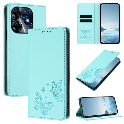 Strong Magnetic Dual Butterfly RFID Vegan Leather Phone Case, For Tecno Camon 20 Pro 5G, For Tecno Camon 20 / Camon 20 Pro 4G, For Tecno Spark 10 5G, For Tecno Spark 10 4G / Spark 10C, For Tecno Spark 10 Pro