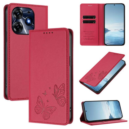 Strong Magnetic Dual Butterfly RFID Vegan Leather Phone Case, For Tecno Camon 20 Pro 5G, For Tecno Camon 20 / Camon 20 Pro 4G, For Tecno Spark 10 5G, For Tecno Spark 10 4G / Spark 10C, For Tecno Spark 10 Pro