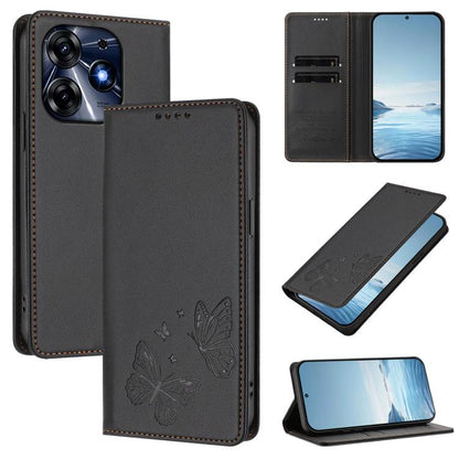 Strong Magnetic Dual Butterfly RFID Vegan Leather Phone Case, For Tecno Camon 20 Pro 5G, For Tecno Camon 20 / Camon 20 Pro 4G, For Tecno Spark 10 5G, For Tecno Spark 10 4G / Spark 10C, For Tecno Spark 10 Pro