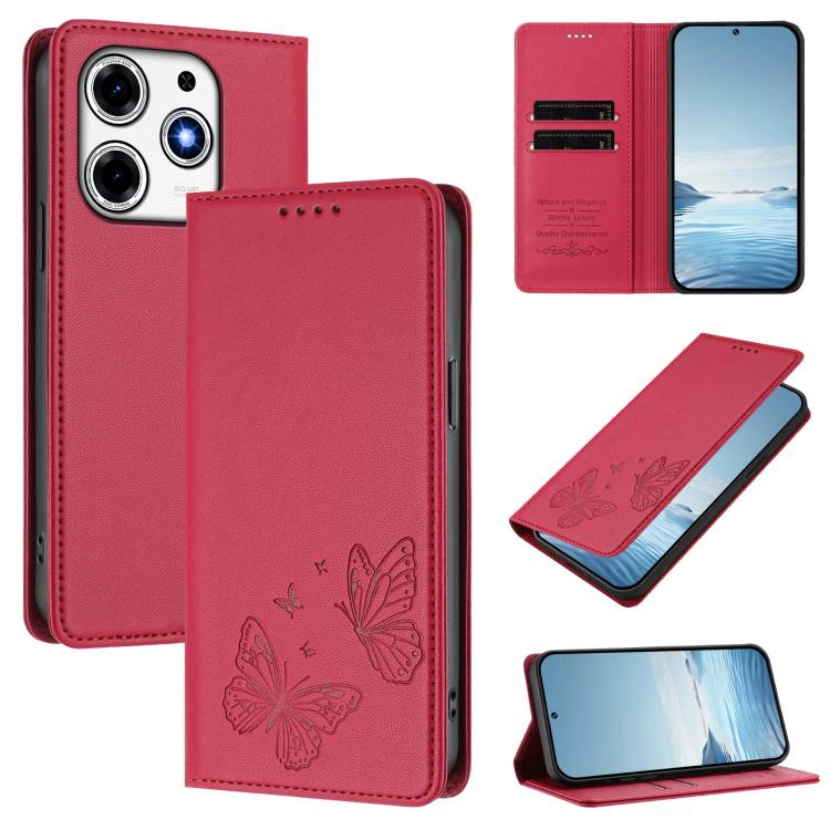 Strong Magnetic Dual Butterfly RFID Vegan Leather Phone Case, For Tecno Spark 30 5G / Pova 6 Neo 5G, For Tecno Pova 6 Neo 5G / Spark 30 5G, For Tecno Spark 30 Pro, For Tecno Spark 30 4G, For Tecno Spark 30C, For Tecno Spark 20 Pro 5G                   ...