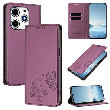 Strong Magnetic Dual Butterfly RFID Vegan Leather Phone Case, For Tecno Spark 30 5G / Pova 6 Neo 5G, For Tecno Pova 6 Neo 5G / Spark 30 5G, For Tecno Spark 30 Pro, For Tecno Spark 30 4G, For Tecno Spark 30C, For Tecno Spark 20 Pro 5G                   ...