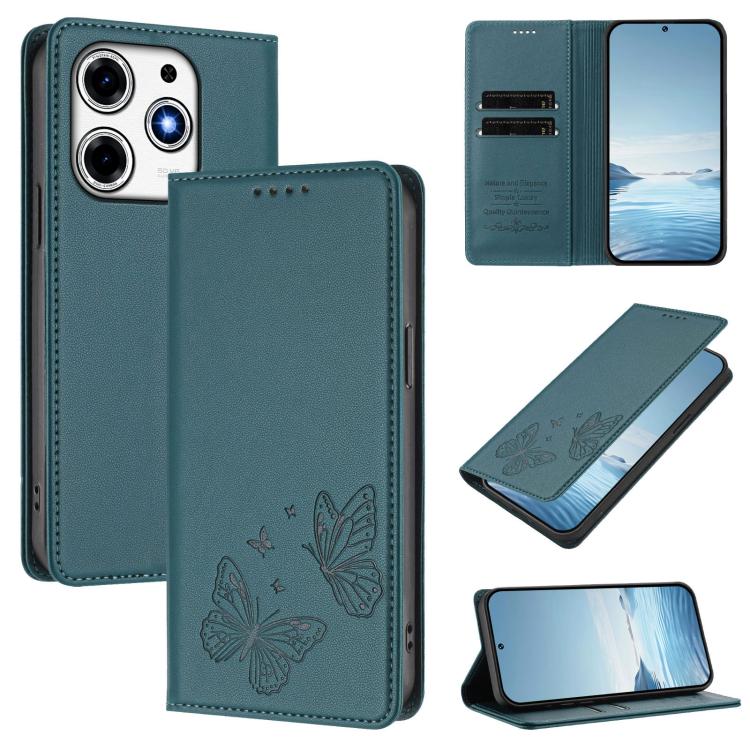 Strong Magnetic Dual Butterfly RFID Vegan Leather Phone Case, For Tecno Spark 30 5G / Pova 6 Neo 5G, For Tecno Pova 6 Neo 5G / Spark 30 5G, For Tecno Spark 30 Pro, For Tecno Spark 30 4G, For Tecno Spark 30C, For Tecno Spark 20 Pro 5G                   ...