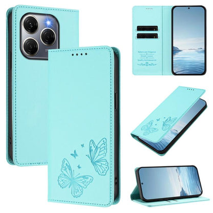 Strong Magnetic Dual Butterfly RFID Vegan Leather Phone Case, For Tecno Spark 30 5G / Pova 6 Neo 5G, For Tecno Pova 6 Neo 5G / Spark 30 5G, For Tecno Spark 30 Pro, For Tecno Spark 30 4G, For Tecno Spark 30C, For Tecno Spark 20 Pro 5G                   ...
