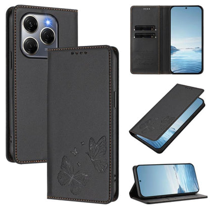 Strong Magnetic Dual Butterfly RFID Vegan Leather Phone Case, For Tecno Spark 30 5G / Pova 6 Neo 5G, For Tecno Pova 6 Neo 5G / Spark 30 5G, For Tecno Spark 30 Pro, For Tecno Spark 30 4G, For Tecno Spark 30C, For Tecno Spark 20 Pro 5G                   ...