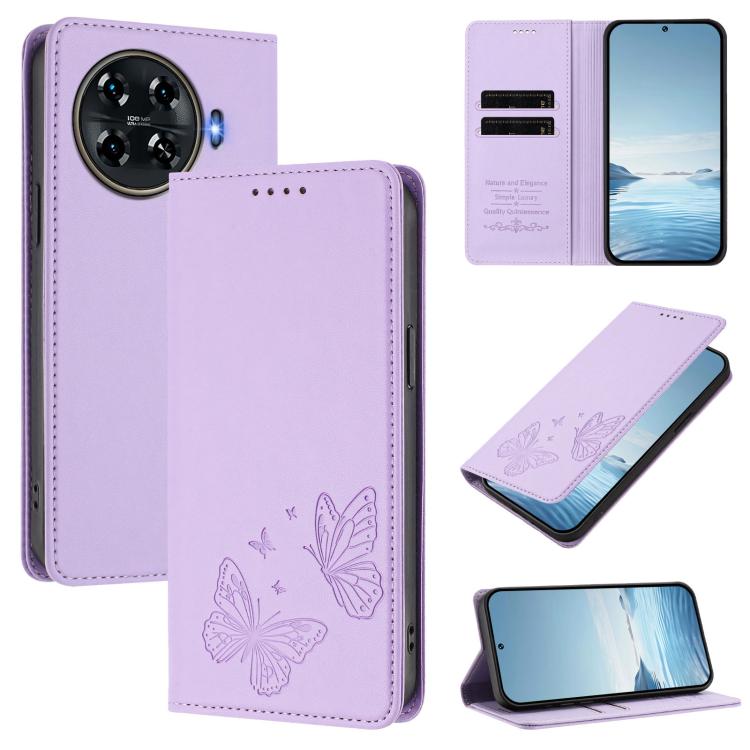 Strong Magnetic Dual Butterfly RFID Vegan Leather Phone Case, For Tecno Pova 6 / Pova 6 Pro, For Tecno Camon 30 Pro, For Tecno Camon 30 4G / Camon 30 5G, For Tecno Spark 20 Pro+, For Tecno Spark 20 / Spark 20C / Spark Go 2024, For Tecno Pova 5 Pro     ...