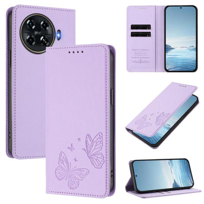 Strong Magnetic Dual Butterfly RFID Vegan Leather Phone Case, For Tecno Pova 6 / Pova 6 Pro, For Tecno Camon 30 Pro, For Tecno Camon 30 4G / Camon 30 5G, For Tecno Spark 20 Pro+, For Tecno Spark 20 / Spark 20C / Spark Go 2024, For Tecno Pova 5 Pro     ...