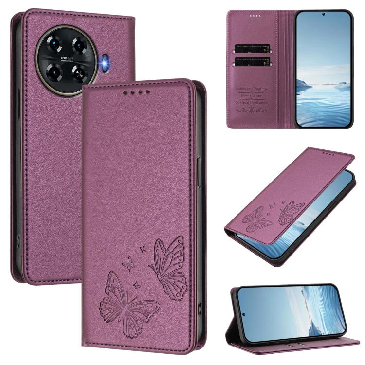 Strong Magnetic Dual Butterfly RFID Vegan Leather Phone Case, For Tecno Pova 6 / Pova 6 Pro, For Tecno Camon 30 Pro, For Tecno Camon 30 4G / Camon 30 5G, For Tecno Spark 20 Pro+, For Tecno Spark 20 / Spark 20C / Spark Go 2024, For Tecno Pova 5 Pro     ...