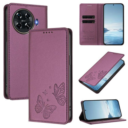 Strong Magnetic Dual Butterfly RFID Vegan Leather Phone Case, For Tecno Pova 6 / Pova 6 Pro, For Tecno Camon 30 Pro, For Tecno Camon 30 4G / Camon 30 5G, For Tecno Spark 20 Pro+, For Tecno Spark 20 / Spark 20C / Spark Go 2024, For Tecno Pova 5 Pro     ...