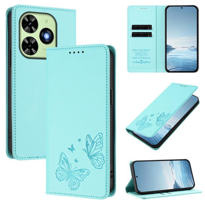 Strong Magnetic Dual Butterfly RFID Vegan Leather Phone Case, For Tecno Pova 6 / Pova 6 Pro, For Tecno Camon 30 Pro, For Tecno Camon 30 4G / Camon 30 5G, For Tecno Spark 20 Pro+, For Tecno Spark 20 / Spark 20C / Spark Go 2024, For Tecno Pova 5 Pro     ...