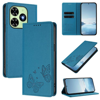 Strong Magnetic Dual Butterfly RFID Vegan Leather Phone Case, For Tecno Pova 6 / Pova 6 Pro, For Tecno Camon 30 Pro, For Tecno Camon 30 4G / Camon 30 5G, For Tecno Spark 20 Pro+, For Tecno Spark 20 / Spark 20C / Spark Go 2024, For Tecno Pova 5 Pro     ...