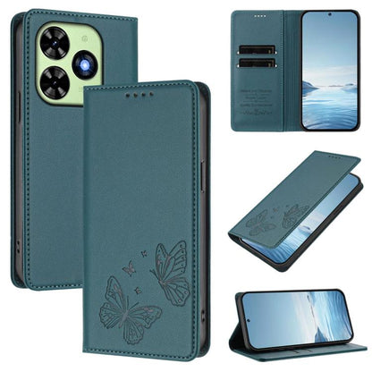 Strong Magnetic Dual Butterfly RFID Vegan Leather Phone Case, For Tecno Pova 6 / Pova 6 Pro, For Tecno Camon 30 Pro, For Tecno Camon 30 4G / Camon 30 5G, For Tecno Spark 20 Pro+, For Tecno Spark 20 / Spark 20C / Spark Go 2024, For Tecno Pova 5 Pro     ...