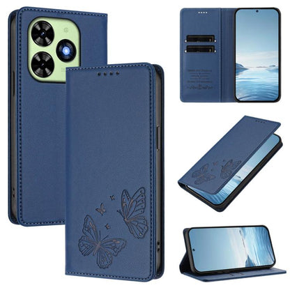 Strong Magnetic Dual Butterfly RFID Vegan Leather Phone Case, For Tecno Pova 6 / Pova 6 Pro, For Tecno Camon 30 Pro, For Tecno Camon 30 4G / Camon 30 5G, For Tecno Spark 20 Pro+, For Tecno Spark 20 / Spark 20C / Spark Go 2024, For Tecno Pova 5 Pro     ...