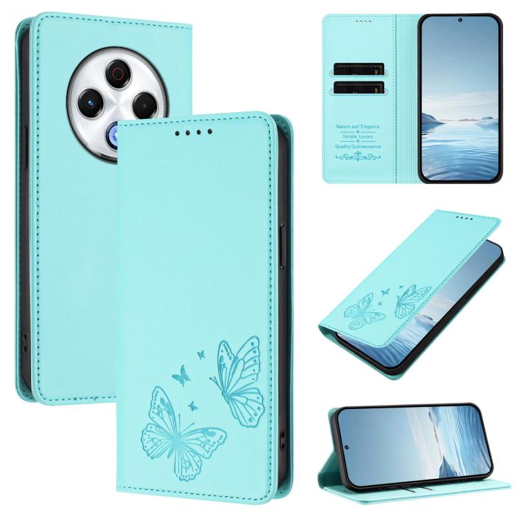 Strong Magnetic Dual Butterfly RFID Vegan Leather Phone Case, For Tecno Spark 30 5G / Pova 6 Neo 5G, For Tecno Pova 6 Neo 5G / Spark 30 5G, For Tecno Spark 30 Pro, For Tecno Spark 30 4G, For Tecno Spark 30C, For Tecno Spark 20 Pro 5G                   ...