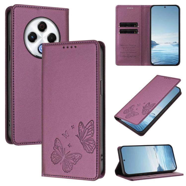 Strong Magnetic Dual Butterfly RFID Vegan Leather Phone Case, For Tecno Spark 30 5G / Pova 6 Neo 5G, For Tecno Pova 6 Neo 5G / Spark 30 5G, For Tecno Spark 30 Pro, For Tecno Spark 30 4G, For Tecno Spark 30C, For Tecno Spark 20 Pro 5G                   ...