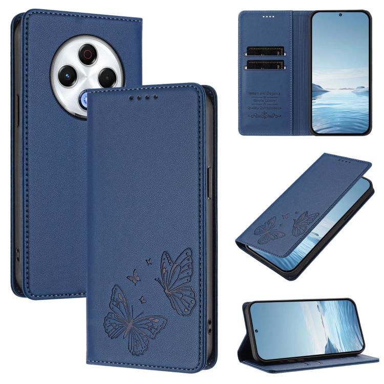 Strong Magnetic Dual Butterfly RFID Vegan Leather Phone Case, For Tecno Spark 30 5G / Pova 6 Neo 5G, For Tecno Pova 6 Neo 5G / Spark 30 5G, For Tecno Spark 30 Pro, For Tecno Spark 30 4G, For Tecno Spark 30C, For Tecno Spark 20 Pro 5G                   ...