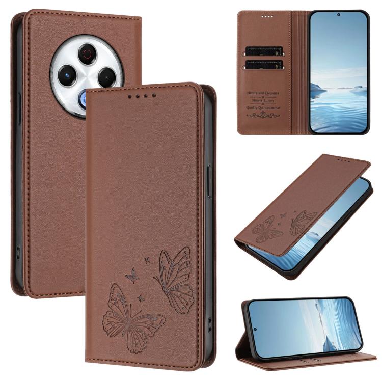 Strong Magnetic Dual Butterfly RFID Vegan Leather Phone Case, For Tecno Spark 30 5G / Pova 6 Neo 5G, For Tecno Pova 6 Neo 5G / Spark 30 5G, For Tecno Spark 30 Pro, For Tecno Spark 30 4G, For Tecno Spark 30C, For Tecno Spark 20 Pro 5G                   ...