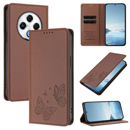 Strong Magnetic Dual Butterfly RFID Vegan Leather Phone Case, For Tecno Spark 30 5G / Pova 6 Neo 5G, For Tecno Pova 6 Neo 5G / Spark 30 5G, For Tecno Spark 30 Pro, For Tecno Spark 30 4G, For Tecno Spark 30C, For Tecno Spark 20 Pro 5G                   ...