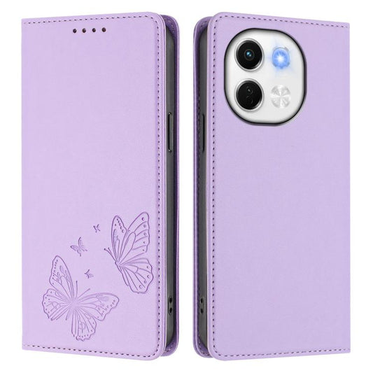Strong Magnetic Dual Butterfly RFID Vegan Leather Phone Case, For Tecno Spark 30 5G / Pova 6 Neo 5G, For Tecno Pova 6 Neo 5G / Spark 30 5G, For Tecno Spark 30 Pro, For Tecno Spark 30 4G, For Tecno Spark 30C, For Tecno Spark 20 Pro 5G                   ...