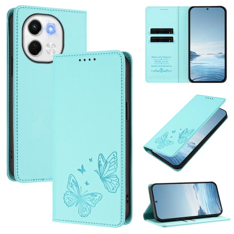 Strong Magnetic Dual Butterfly RFID Vegan Leather Phone Case, For Tecno Spark 30 5G / Pova 6 Neo 5G, For Tecno Pova 6 Neo 5G / Spark 30 5G, For Tecno Spark 30 Pro, For Tecno Spark 30 4G, For Tecno Spark 30C, For Tecno Spark 20 Pro 5G                   ...